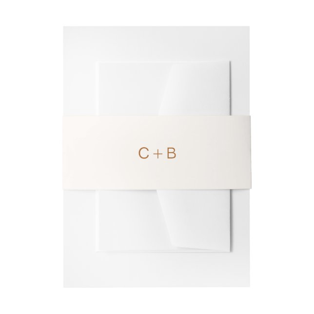 Bandeau De Faire-part Mariage Moderne Monogramme Cuivre Ivoire (Devant example)
