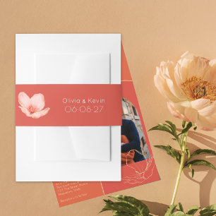 Bandeau De Faire-part Mariage moderne rouge pamplemousse gras