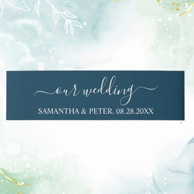 Bandeau De Faire-part Mariage moderne vert Relaxé (Invite loved ones with a green modern relaxed wedding invitation mail band)