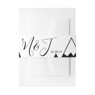 Bandeau De Faire-part Mariage Monochrome Sommets de Montagne