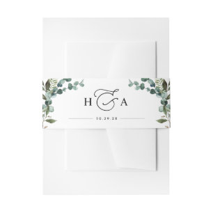 Bandeau De Faire-part Mariage Monogramme à la Végétation Rustique