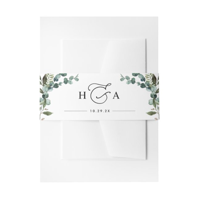 Bandeau De Faire-part Mariage Monogramme à la Végétation Rustique (Devant example)