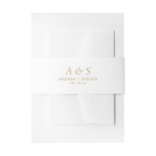 Bandeau De Faire-part Mariage Monogramme blanc et or