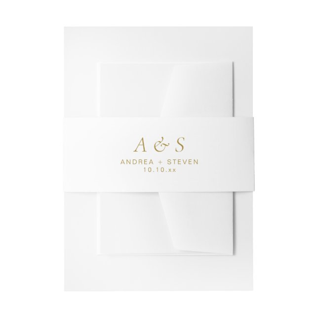 Bandeau De Faire-part Mariage Monogramme blanc et or (Devant example)