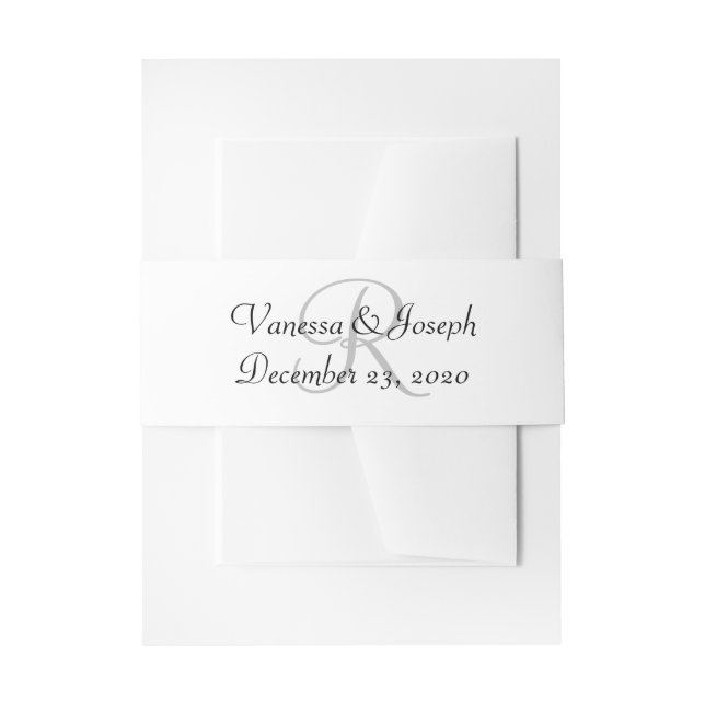 Bandeau De Faire-part Mariage Monogramme Blanc Noir Argent (Devant example)