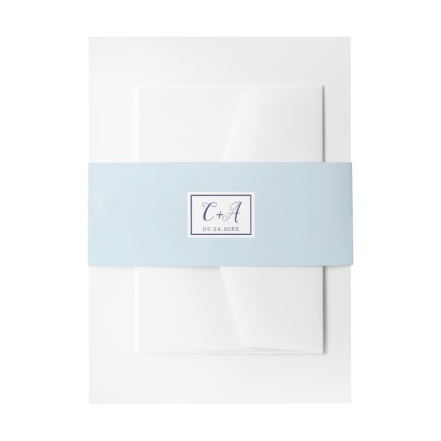 Bandeau De Faire-part Mariage monogramme bleu clair classique (Devant example)
