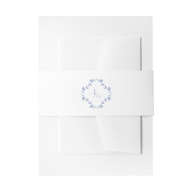 Bandeau De Faire-part Mariage Monogramme bleu et blanc (Devant example)