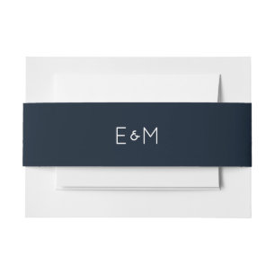 Bandeau De Faire-part Mariage monogramme bleu et blanc de la marine