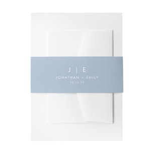 Bandeau De Faire-part Mariage monogramme bleu poussiéreux minimaliste