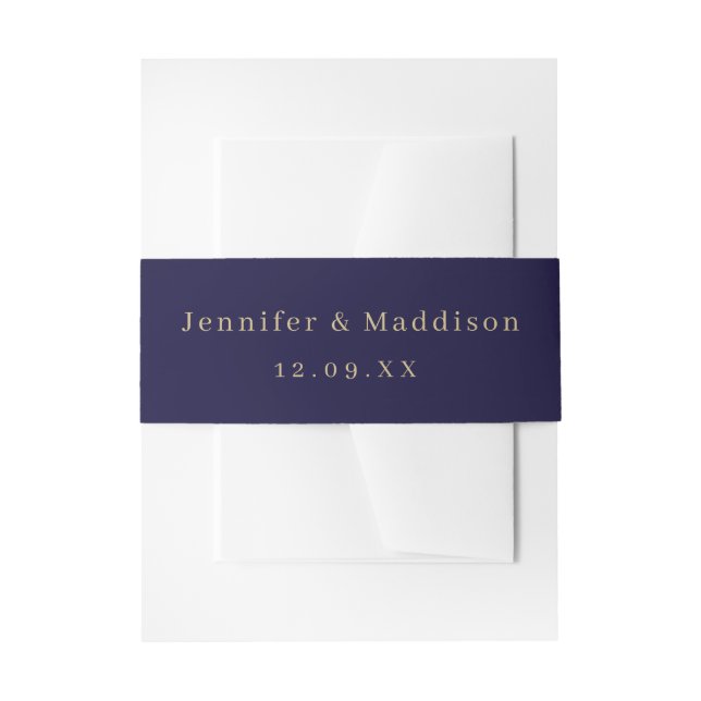 Bandeau De Faire-part Mariage Monogramme couleur modifiable bleu marine (Devant example)