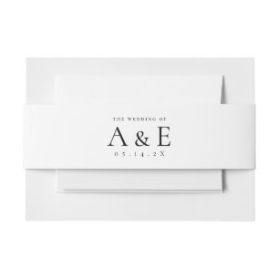 Bandeau De Faire-part Mariage Monogramme de couple noir et blanc moderne