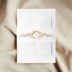 Bandeau De Faire-part mariage monogramme de couronne botanique blanc et 
