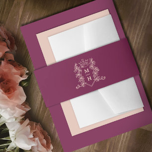 Bandeau De Faire-part Mariage monogramme de la couronne de pêche rouge f
