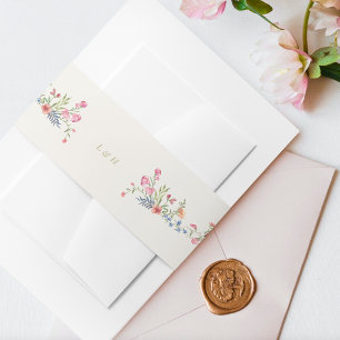 Bandeau De Faire-part mariage monogramme des bras floraux de ressort