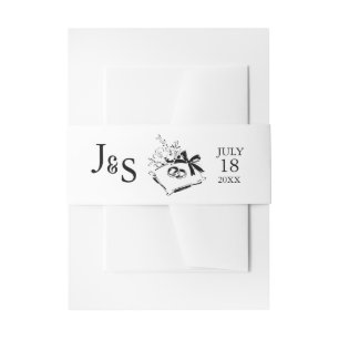 Bandeau De Faire-part Mariage Monogramme Dessiné à la Main Noir & Blanc
