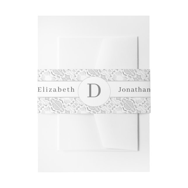 Bandeau De Faire-part Mariage monogramme en dentelle blanche (Devant example)