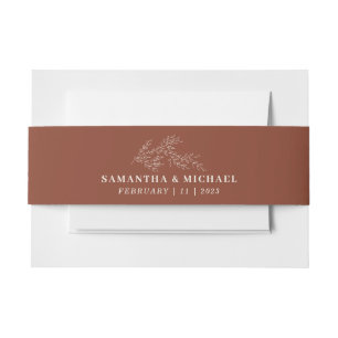 Bandeau De Faire-part Mariage Monogramme Fleur de Lierre Ivoire Terracot