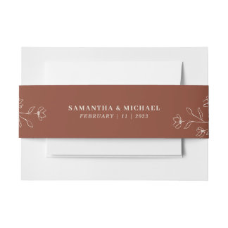 Bandeau De Faire-part Mariage Monogramme Fleur Minuscule Ivoire Terracot