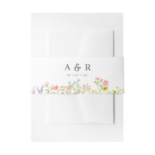 Bandeau De Faire-part Mariage Monogramme Fleur sauvage rustique