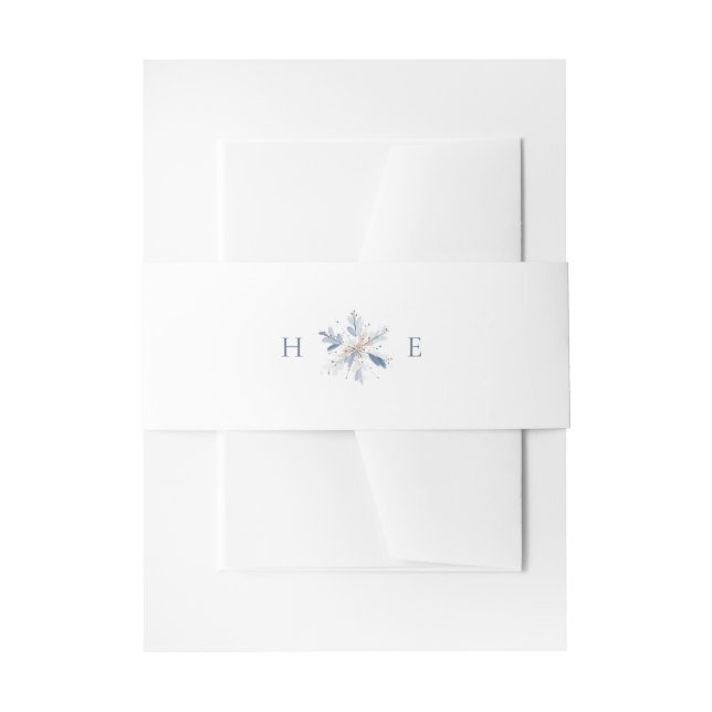 Bandeau De Faire-part Mariage Monogramme Flocon de Neige Bleu Moderne (Devant example)