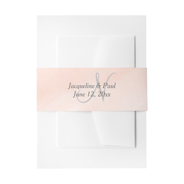 Bandeau De Faire-part Mariage Monogramme Gris Rose Blush  (Devant example)