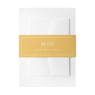 Bandeau De Faire-part Mariage monogramme jaune laiton minimaliste