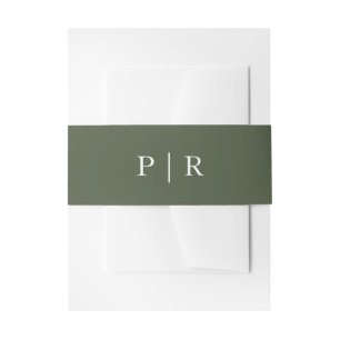 Bandeau De Faire-part Mariage Monogramme Moderne Élégant Vert Forêt