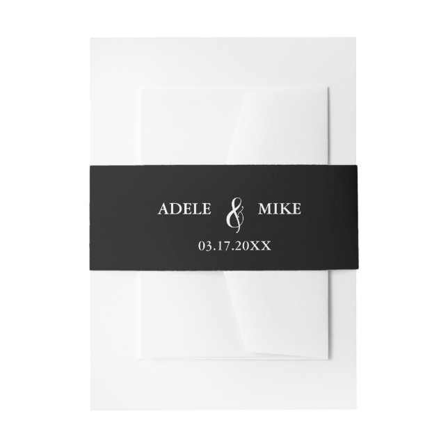 Bandeau De Faire-part Mariage Monogramme Moderne Noir & Blanc (Devant example)