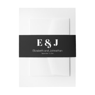 Bandeau De Faire-part Mariage Monogramme Noir et Blanc Noms de chambre d