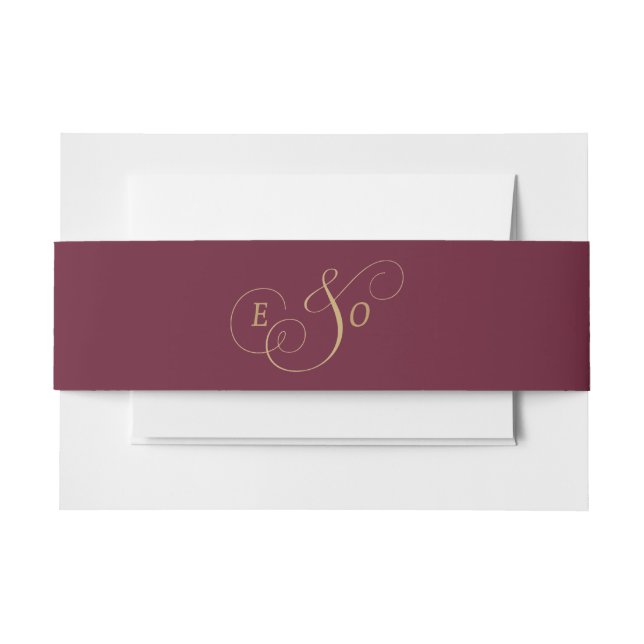 Bandeau De Faire-part Mariage Monogramme Or Bourgogne (Devant Example)