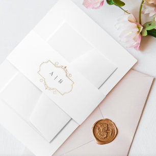 Bandeau De Faire-part mariage monogramme or classique romantique