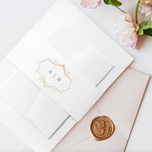 Bandeau De Faire-part mariage monogramme or classique romantique (Créateur téléchargé)