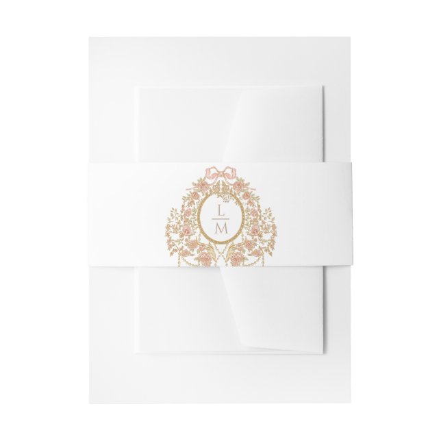 Bandeau De Faire-part Mariage Monogramme Rose Rococo Français (Devant example)