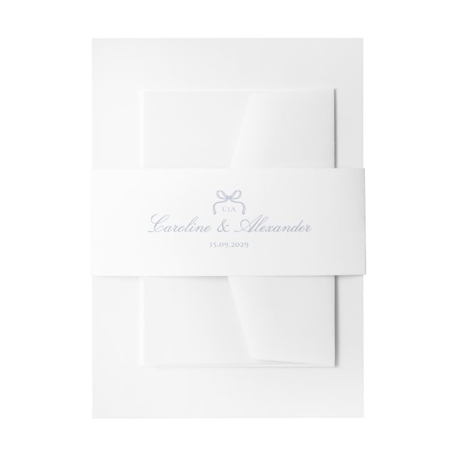 Bandeau De Faire-part Mariage Monogramme Ruban Bleu  (Devant example)