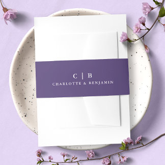 Bandeau De Faire-part Mariage Monogramme simple Purple Wisteria