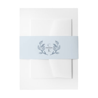 Bandeau De Faire-part Mariage Monogramme Toile de Jouy Bleue