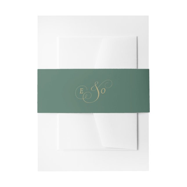 Bandeau De Faire-part Mariage Monogramme Vert Émeraude (Devant example)