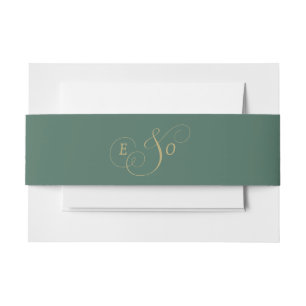 Bandeau De Faire-part Mariage Monogramme Vert Émeraude
