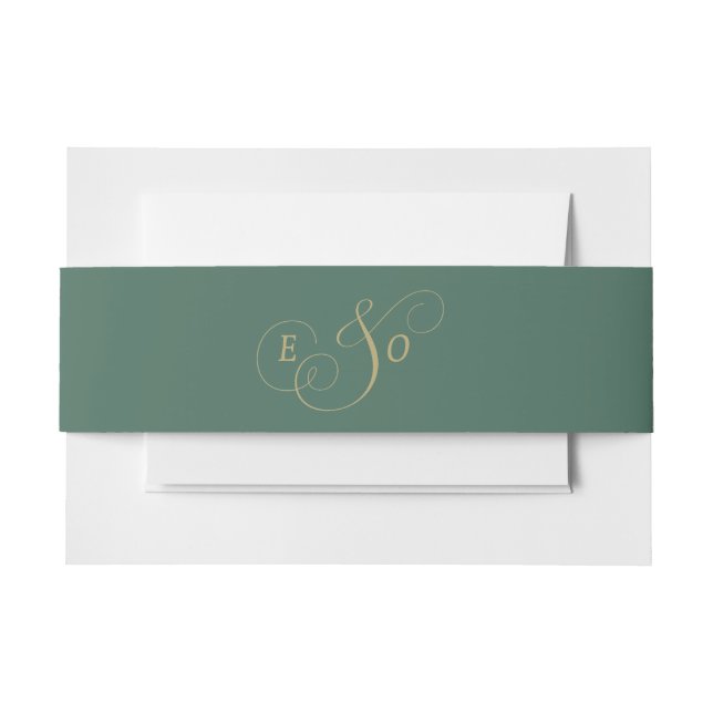 Bandeau De Faire-part Mariage Monogramme Vert Émeraude (Devant Example)