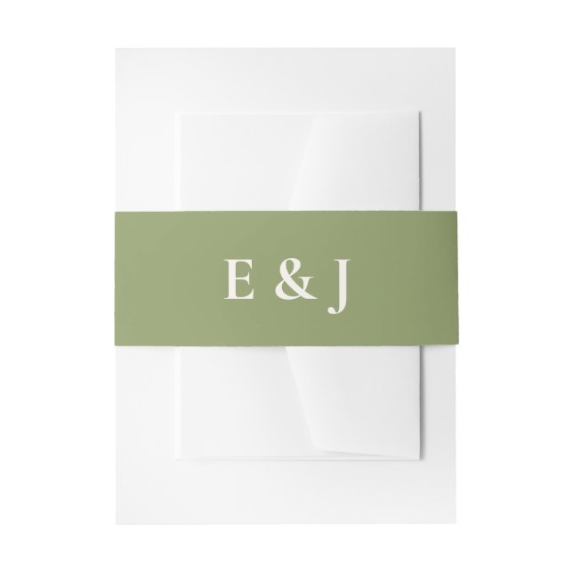 Bandeau De Faire-part Mariage Monogramme Vert Sauge (Devant example)