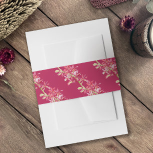 Bandeau De Faire-part Mariage motif botanique de l'orchidée rouge