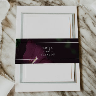 Bandeau De Faire-part Mariage Motif noir Moody Purple Blooms