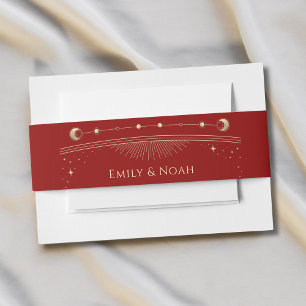Bandeau De Faire-part Mariage mystique Red Gold Sun Moon Stars