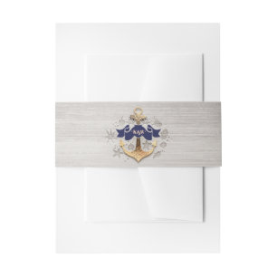 Bandeau De Faire-part Mariage nautique à l'ancre dorée