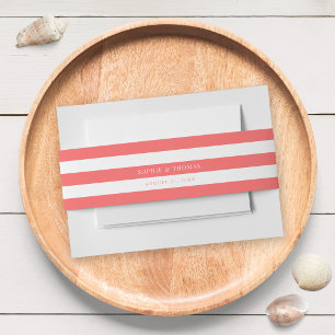 Bandeau De Faire-part Mariage Nautique avec Rayures Blanches et Couleur 