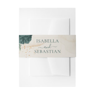 Bandeau De Faire-part Mariage Neutre Crème Émeraude Vert Rose Floral