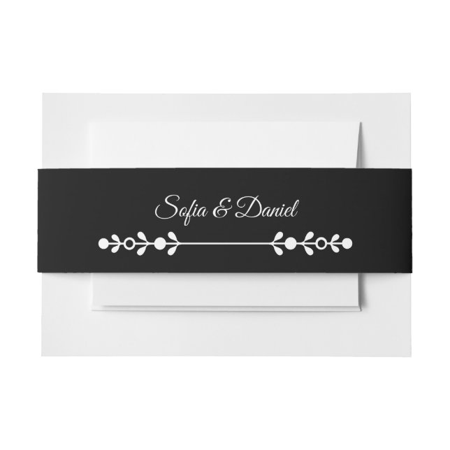 Bandeau De Faire-part Mariage noir et blanc de luxe Chic Couple artistiq (Devant Example)