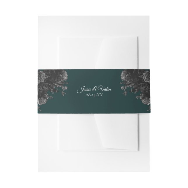 Bandeau De Faire-part Mariage noir vert foncé (Devant example)