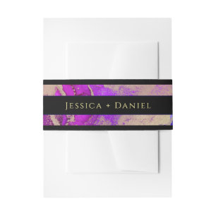 Bandeau De Faire-part Mariage Nommé Noir Violet Rose