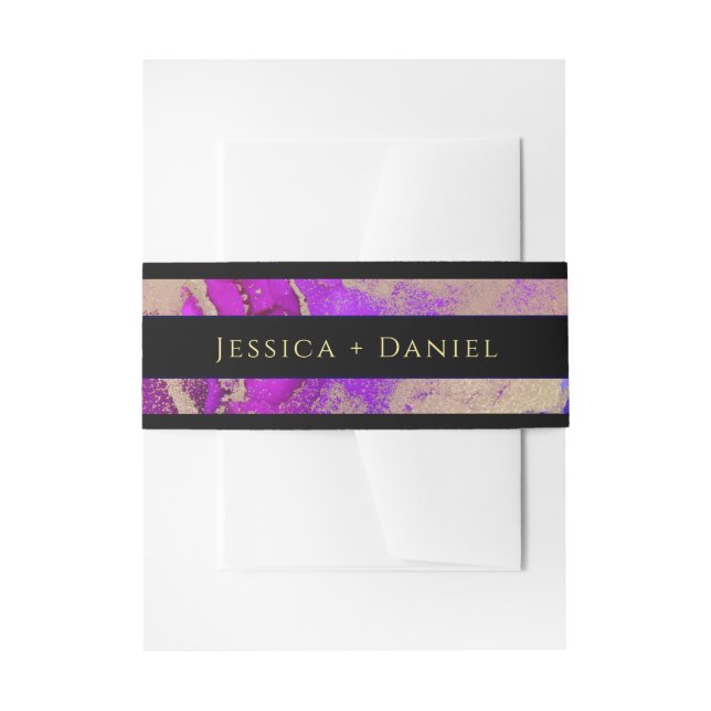 Bandeau De Faire-part Mariage Nommé Noir Violet Rose (Devant example)